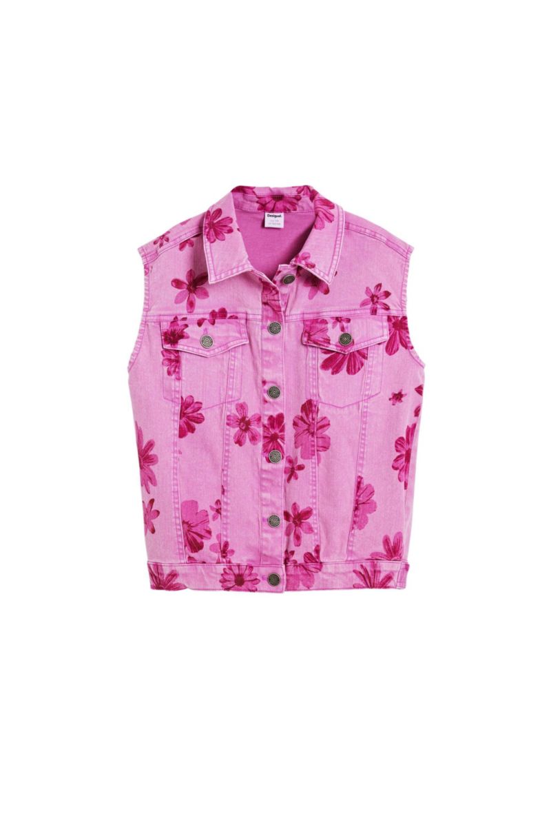 Girls's Denim vest flowers