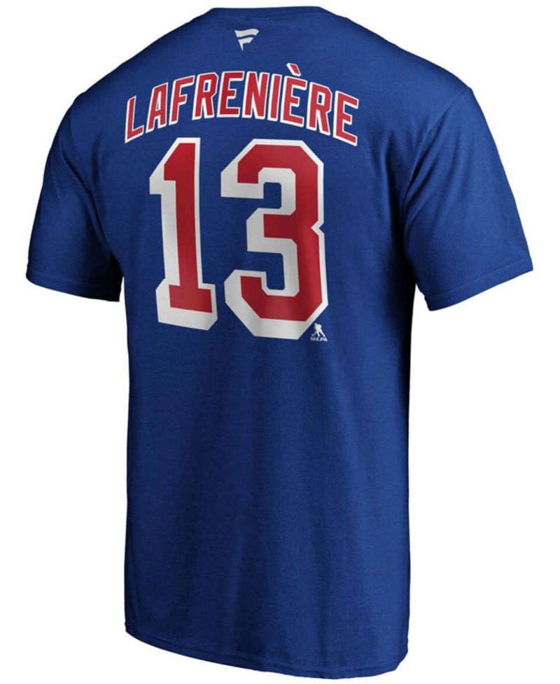 Men's Alexis Lafreni&egrave;re Blue New York Rangers Authentic Stack Name and Number T-shirt