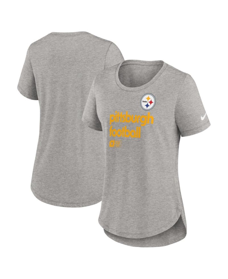 Women's Heather Gray Pittsburgh Steelers Fashion Tri-Blend T-Shirt