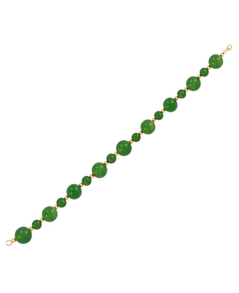 Onyx (10mm) Beaded Bracelet in 14k Yellow Gold Over Sterling Silver (Also available in Jade Bead)