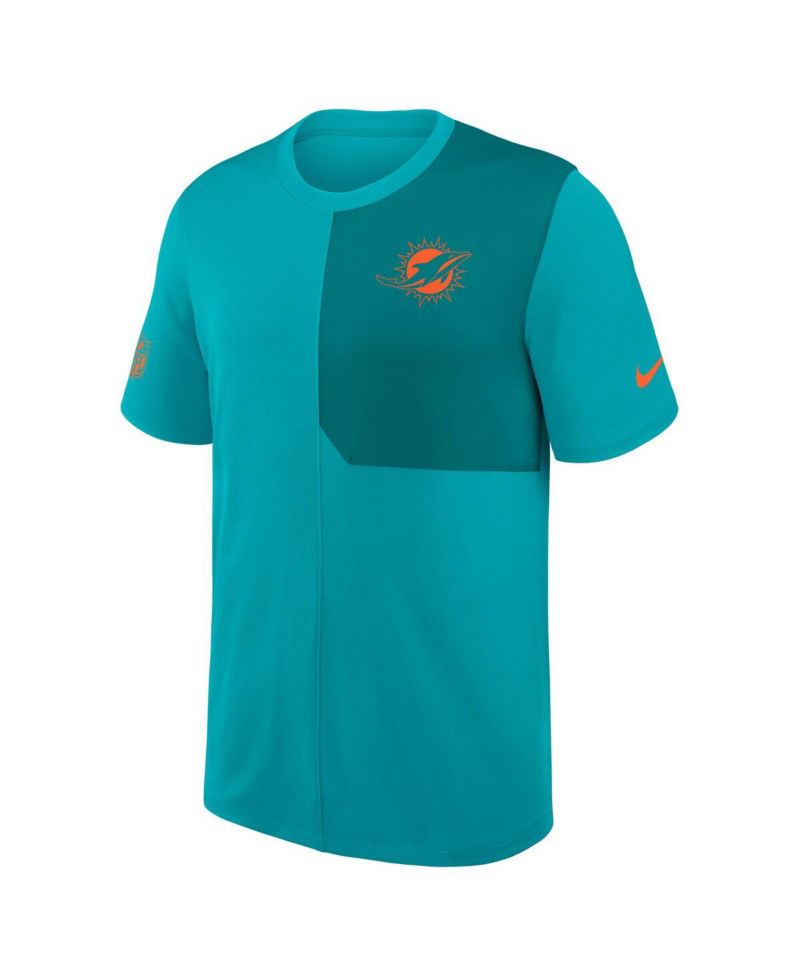 Men's Aqua Miami Dolphins Sideline UV Performance Coach Shirt