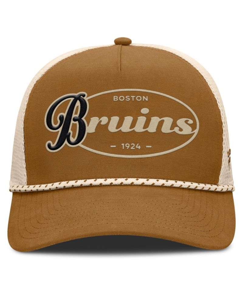 Men's Brown/Cream Boston Bruins Heritage Fetch A-Frame Trucker Adjustable Hat