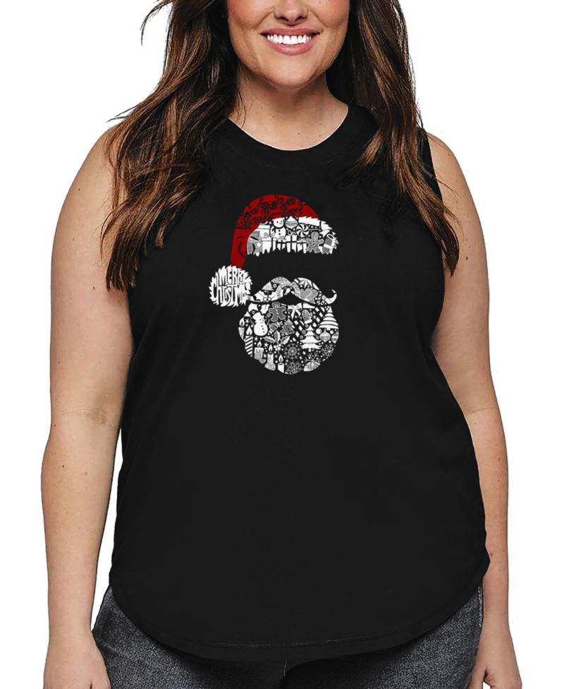 Plus Size Santa Pics Word Art Tank Top