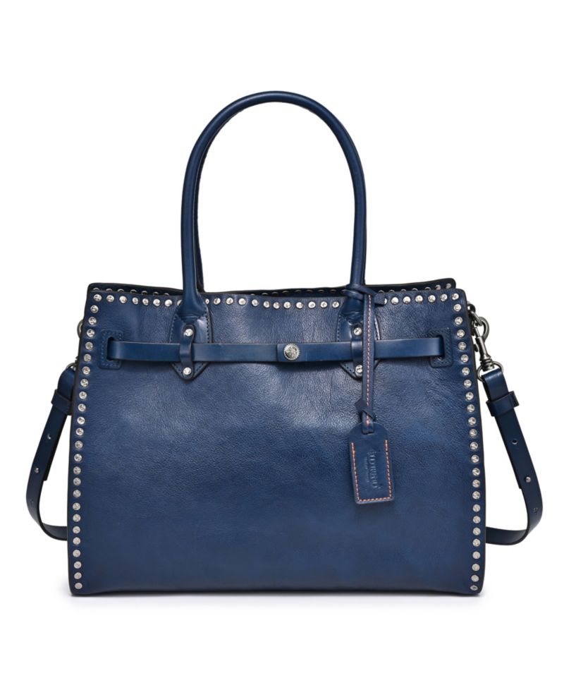 Westland Large Studded Leather Satchel Bag