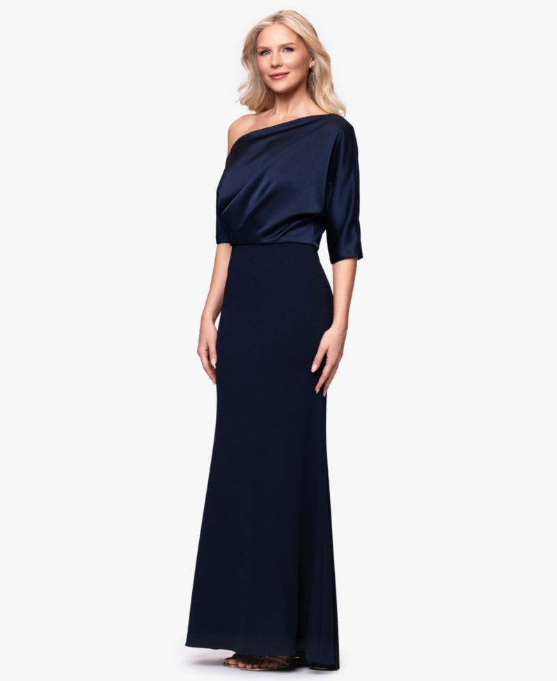 Plus Size Asymmetrical Neck Long Dress