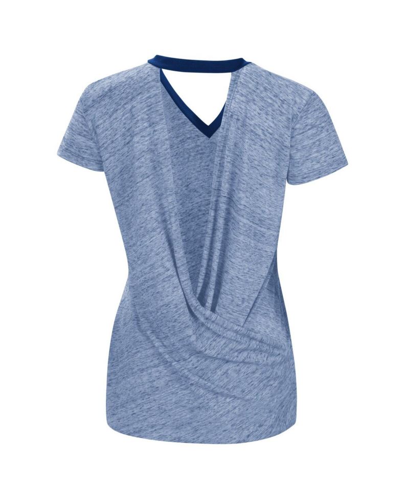 Women's Royal Chicago Cubs Halftime Back Wrap Top V-Neck T-shirt