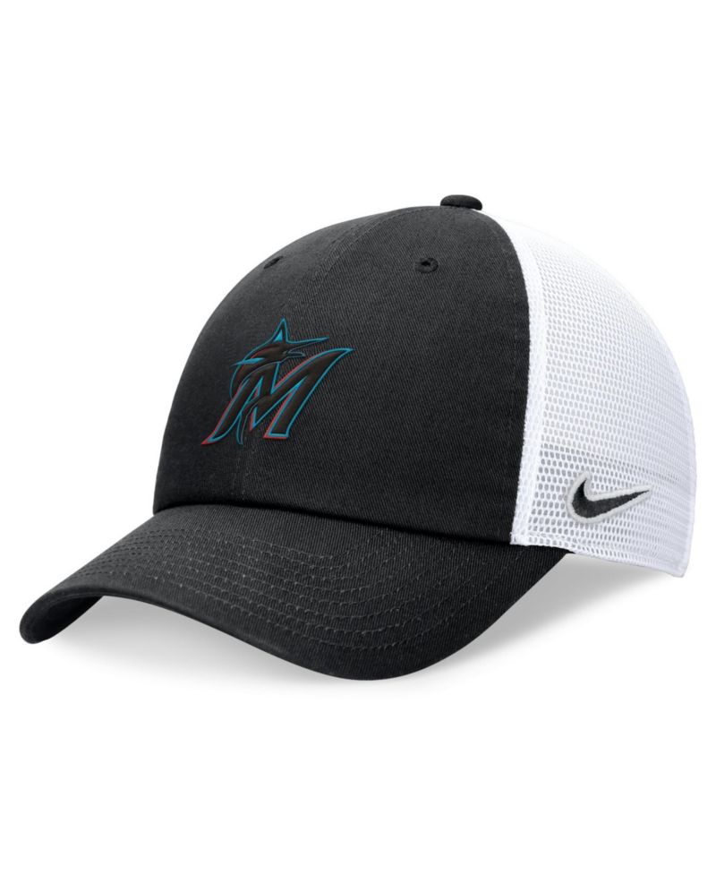 Men's Black Miami Marlins Club Trucker Adjustable Hat
