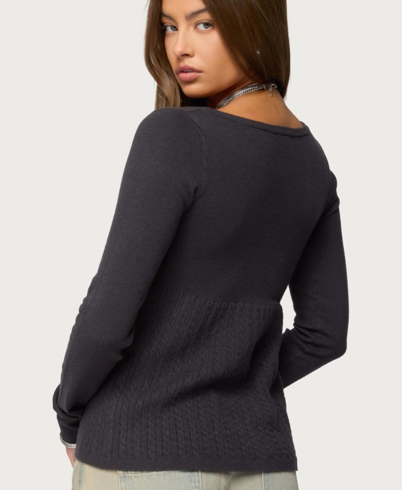 Women's Jaylah Cable Knit Babydoll Top