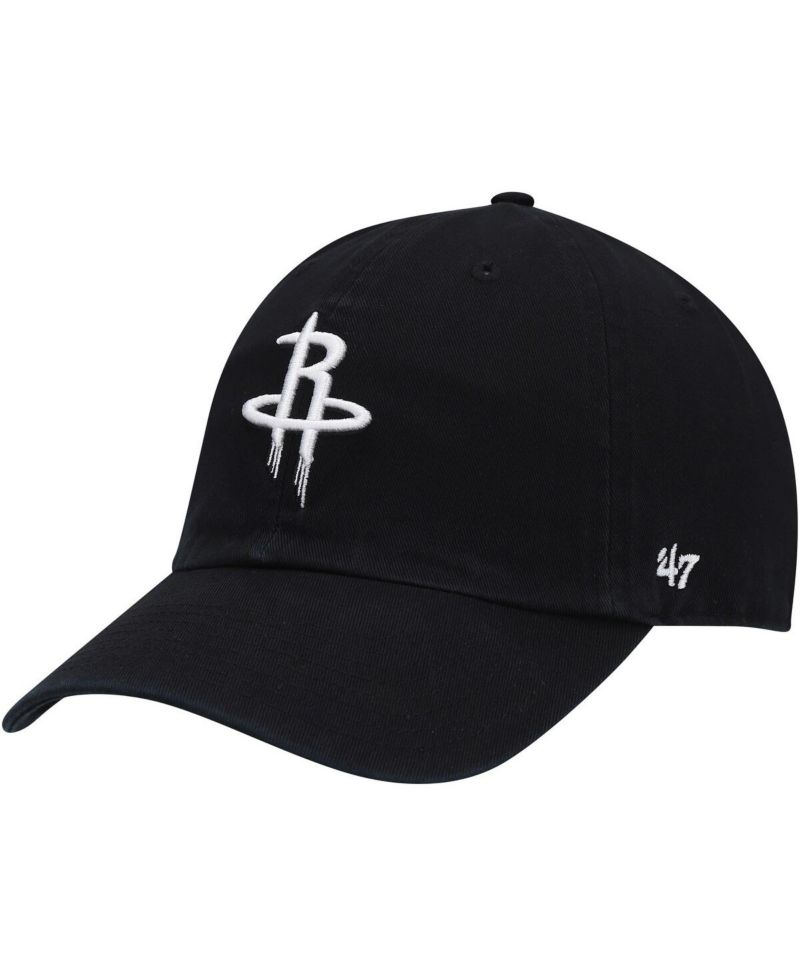 Men's '47 Black Houston Rockets Team Clean Up Adjustable Hat