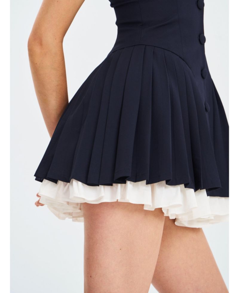 Women's Calliope Navy Sailor Pleated Mini Dress