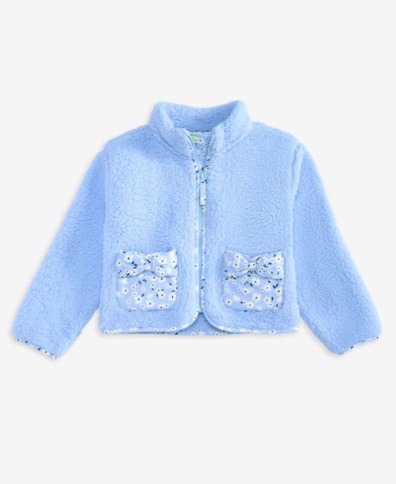Toddler Girls' 12M-5T Bow-Detail Faux-Sherpa Jacket