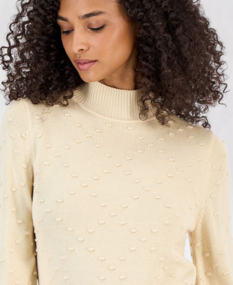 Women's Bobble Diamond Stitch Turtleneck Midi Dress