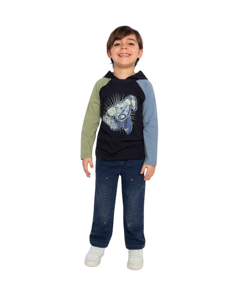 Little Boys 6- 12 Raglan Hooded T-Shirt