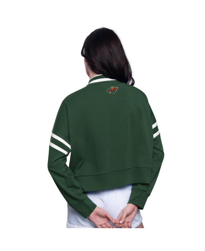 Women's Green Minnesota Wild Power Play Cropped Pullover Sweatshirt