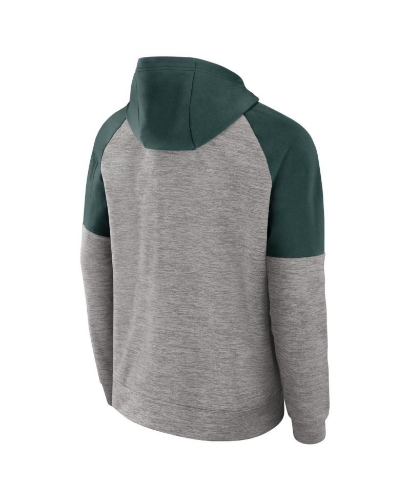 Men's Heather Gray Michigan State Spartans Fitness Raglan Performance Full-Zip Hoodie