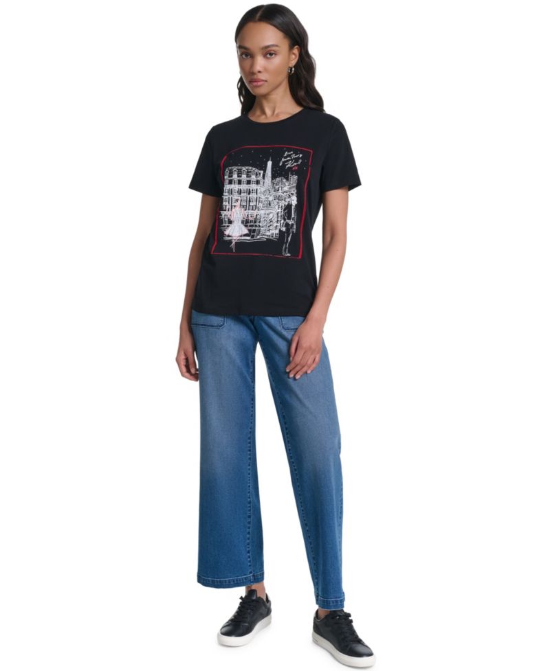 Women's In Paris Scene Logo Graphic Crewneck T-Shirt