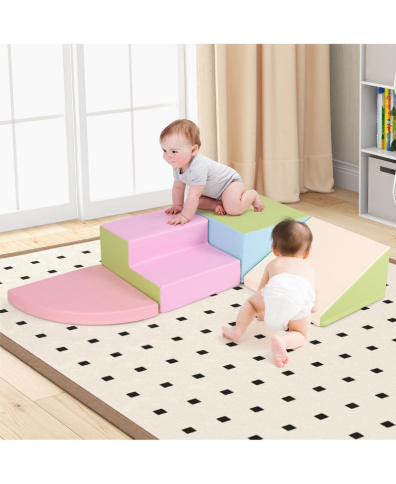 4-Piece Climb and Crawl Foam Block Play Set – Pink