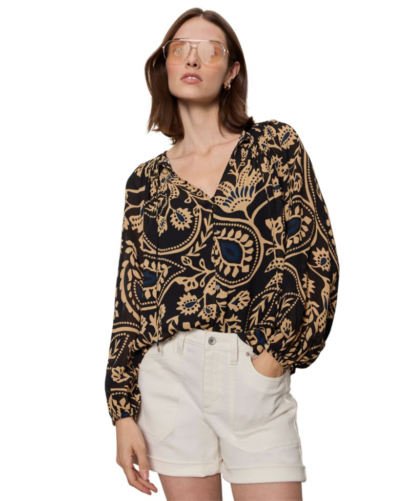 Women's Printed Split Neck Blouse