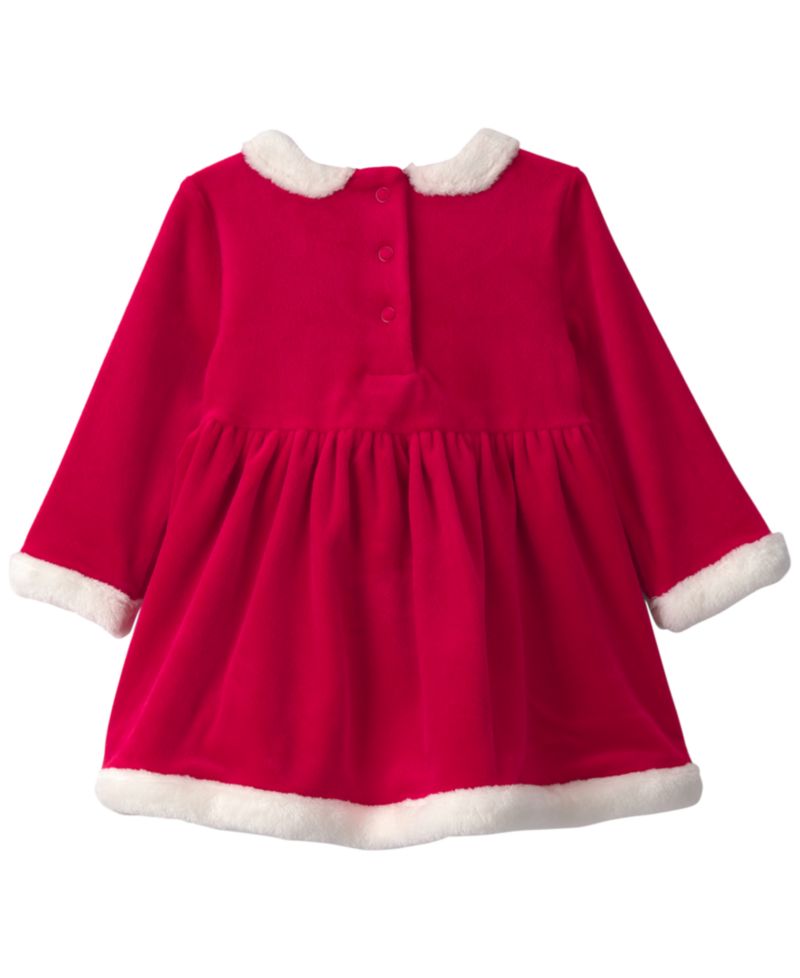 Baby Girls' Long-Sleeve Christmas Velour Dress and Tights, 2-Piece Set
