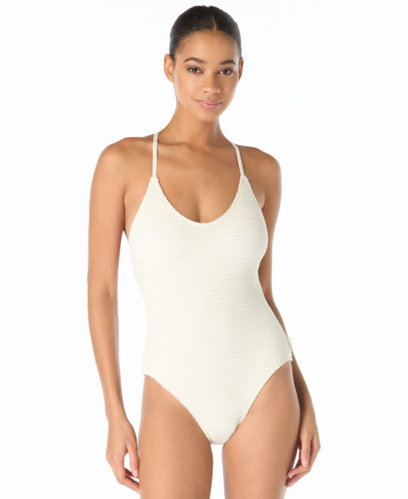 Women's Beaded-Back Strap Scoop Neck One-Piece Swimsuit