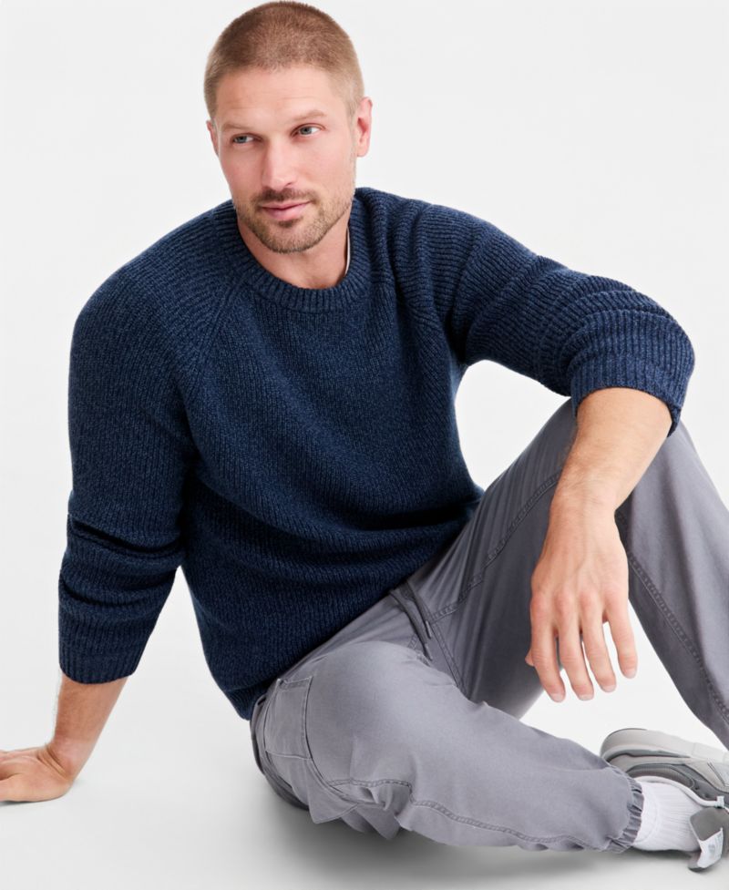 Men's Luke Marled Raglan-Sleeve Crewneck Sweater