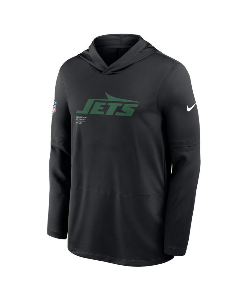 Men's Black New York Jets Sideline Pure Fury Performance Long Sleeve Hoodie T-Shirt