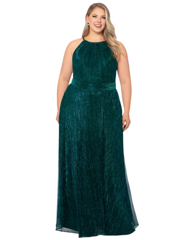 Petite Metallic Halter Gown