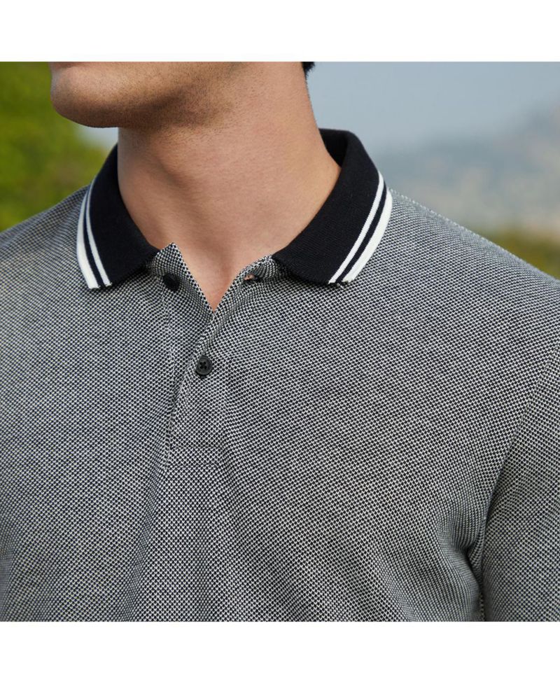Men's Onyx Black Duo-Hue Knit Polo T-Shirt