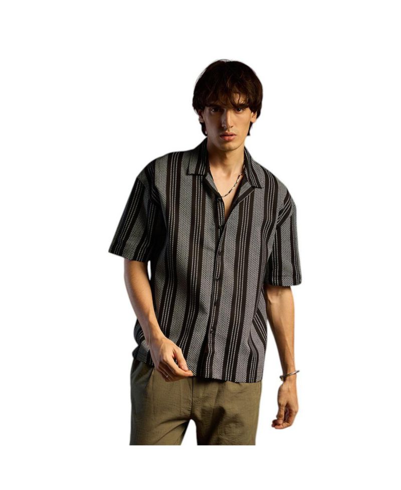 Men's Woven Striped Oversized Shirt