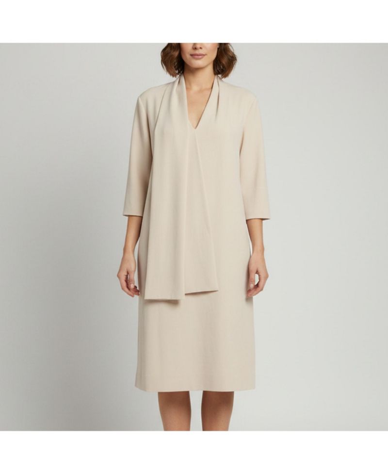 Women's Crepe Draped Midi Dress