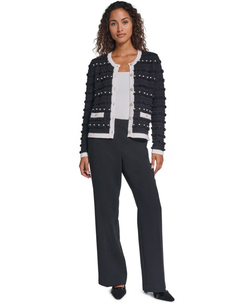 Women's Embellished Crewneck Cardigan Sweater