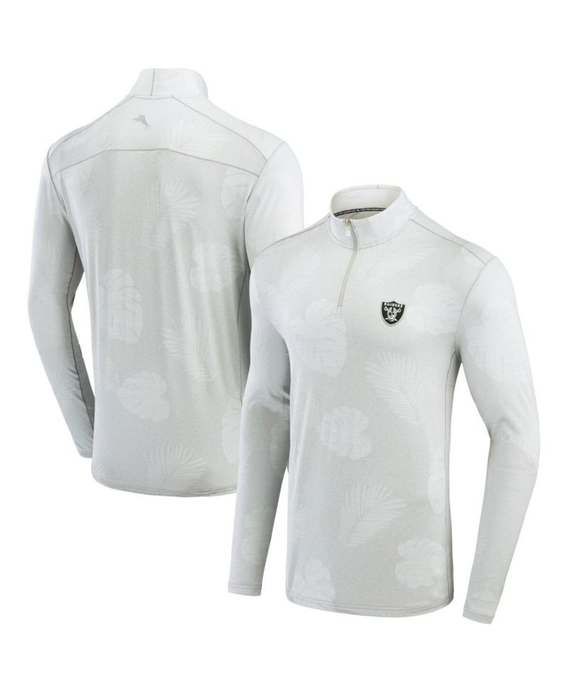 Men's Gray Las Vegas Raiders Delray Frond IslandZone Quarter-Zip Sweatshirt