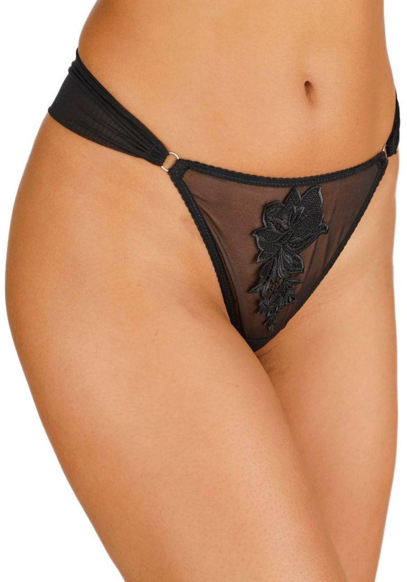 Women's Floral Print Sheer Lace Embroidered Thong Underwear