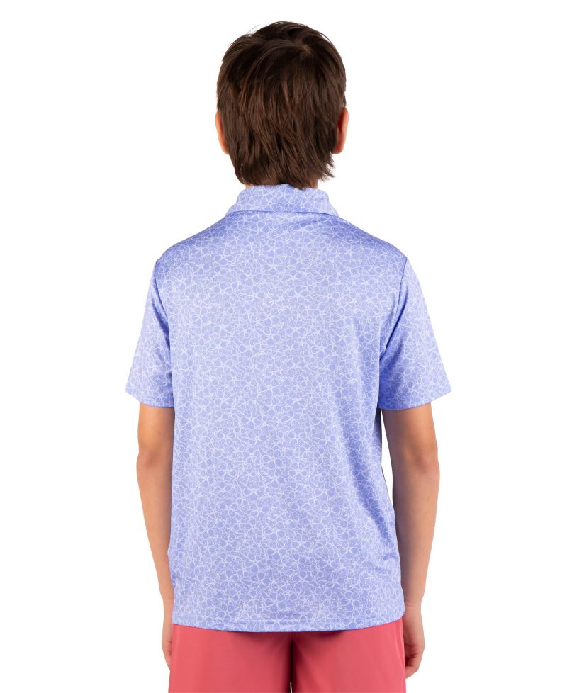 Boys Summer Floral Printed Performance Polo
