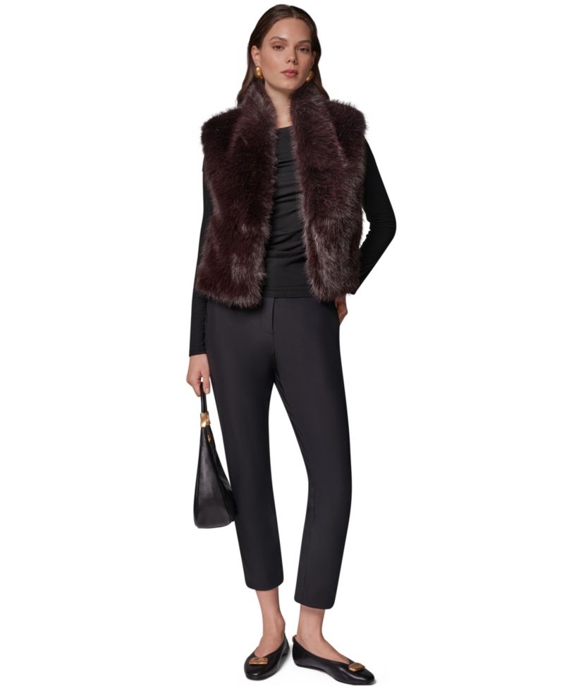 Petite Faux Fur Sleeveless Collared Vest