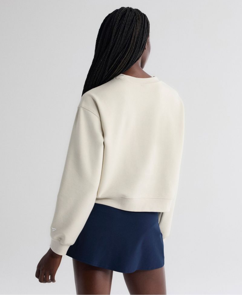 Women's Beige New York Mets Oversized Clutch Tri-Blend Sweatshirt