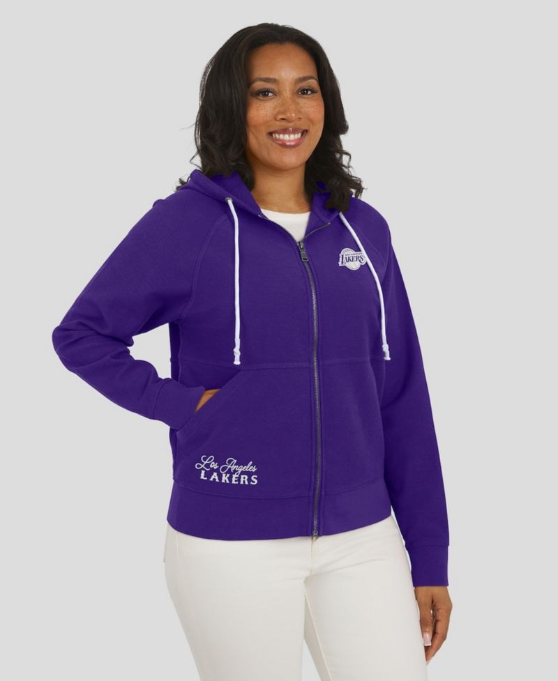 Women's Purple Los Angeles Lakers Vintage Full-Zip Raglan Hoodie