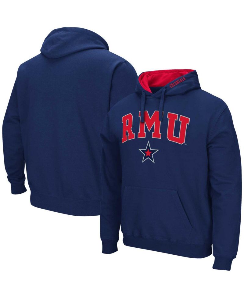 Men's Navy Robert Morris Colonials Arch & Logo Pullover Hoodie