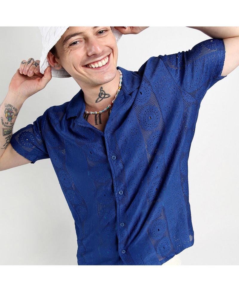 Men's Indigo Blue Mandala Shirt