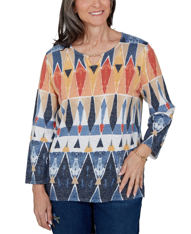 Petite 3/4-Sleeve Henley Sweater