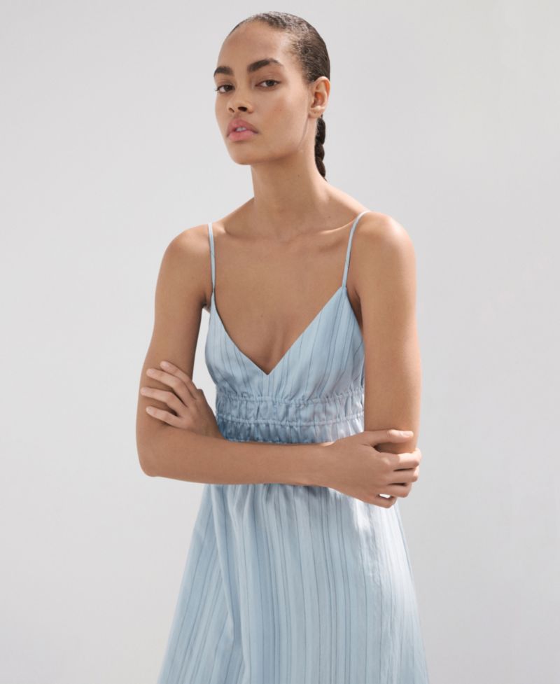 Women's Striped Midi Gathered Dress