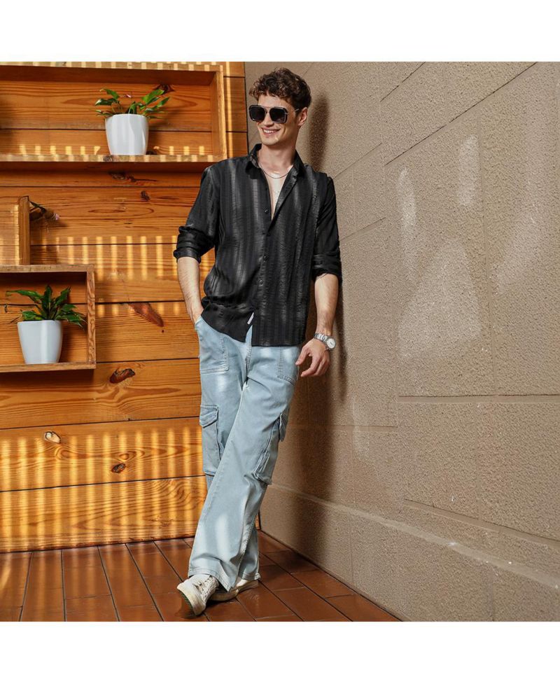 Men's Onyx Black Candy-Striped Shirt