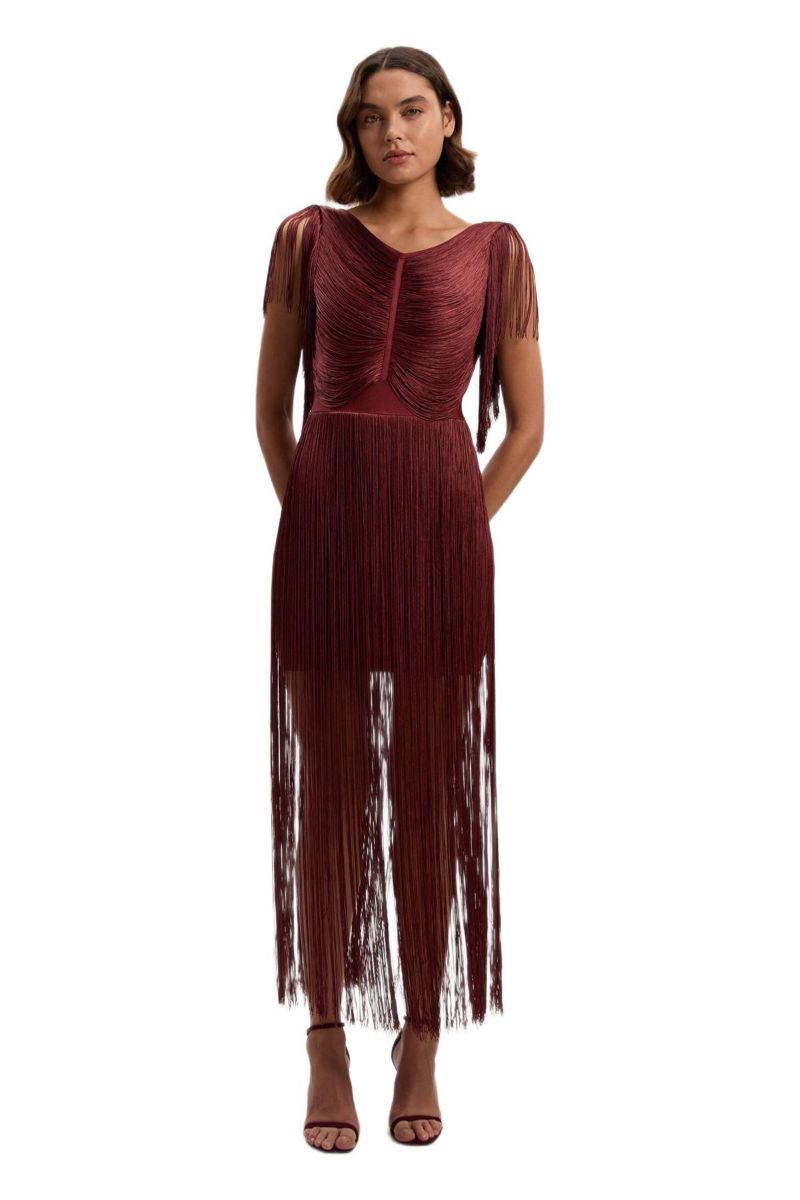 Women's Maxi Draped Fringe Knitted Mini Dress