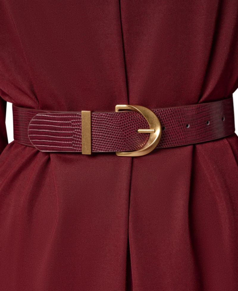 Women's Knit Belted Collarless Blazer