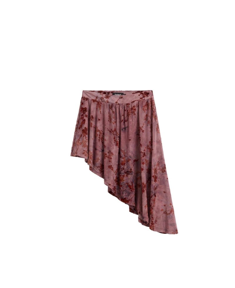 Women's Asymmetrical Flocked-Floral Mini Skirt
