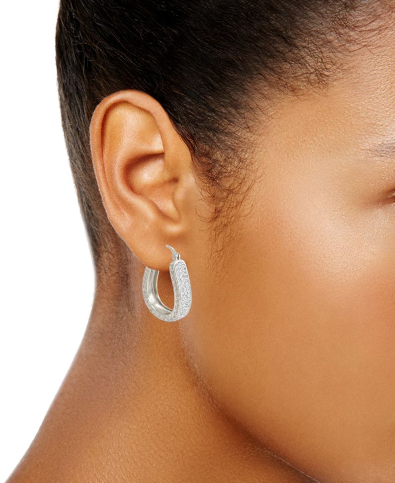 Clear Crystal Diamond Cut Hoop Earrings