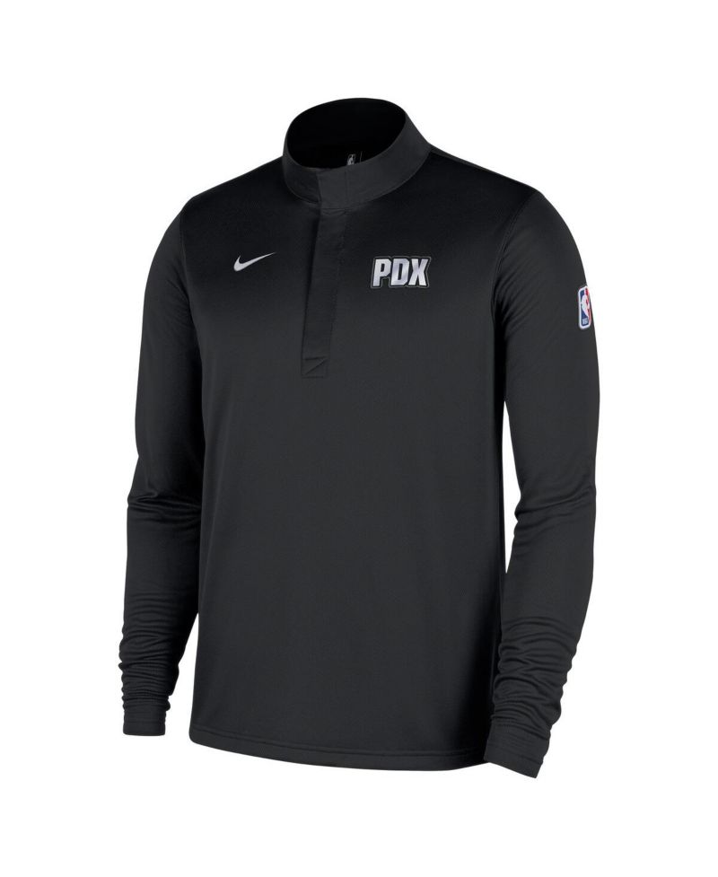 Men's Black Portland Trail Blazers 2025/26 City Edition Remix Authentic Coaches Dri-FIT Half-Zip