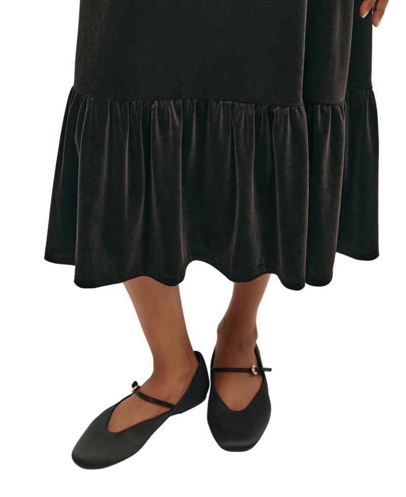 Women's Joline Velvet Tiered High-Waisted Midi Skirt