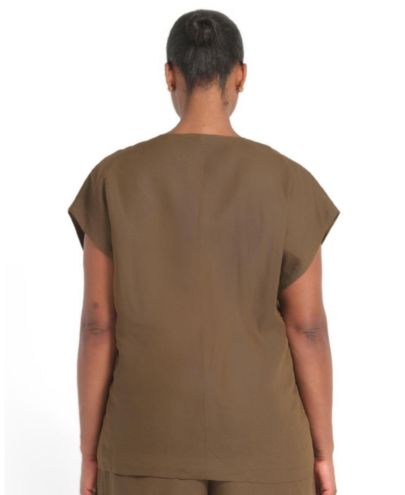 Plus Size Katrina Double-Breasted Sleeveless Linen-Blend Blazer