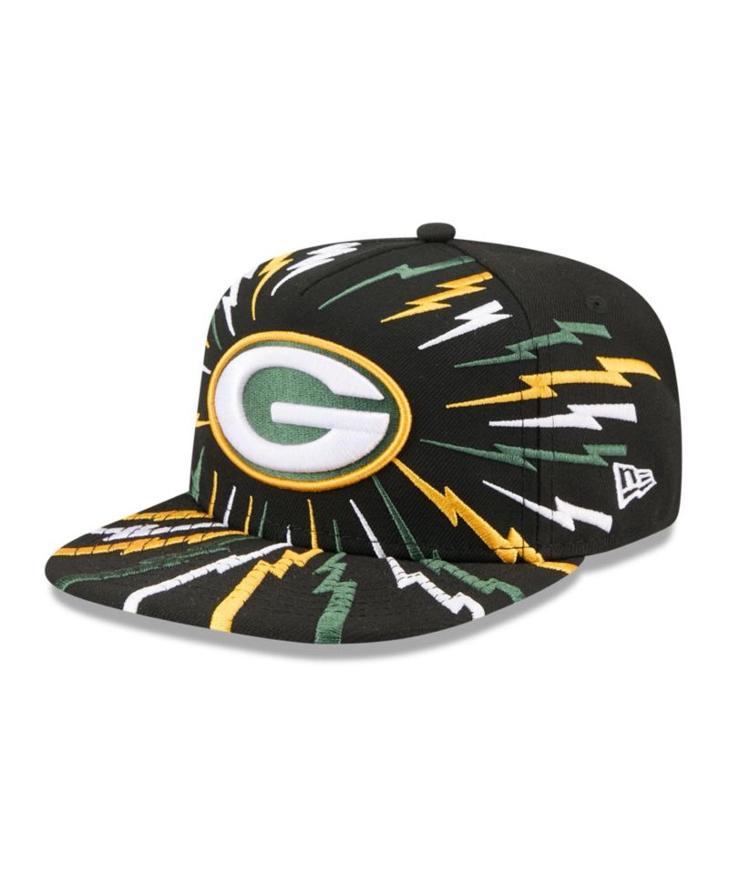 Big Boys and Girls Black Green Bay Packers Bolt A-Frame 9FIFTY Snapback Hat